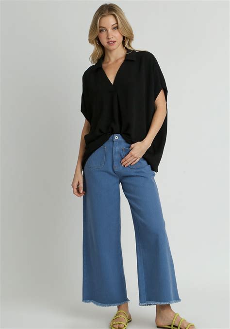 Umgee Solid Color Oversized Boxy Top In Black June Adel