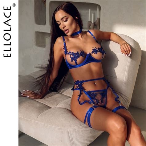 Ellolace Sensual Lingerie Open Bra See Through Fancy Underwear