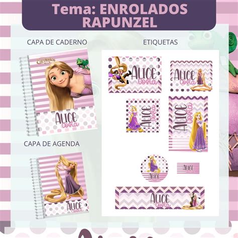 Arquivo De Corte Etiqueta Escolar Rapunzel Elo7