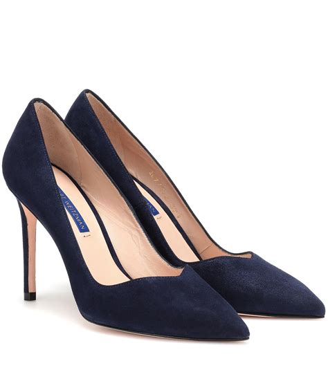 Stuart Weitzman Anny Suede Pumps In Blue Lyst