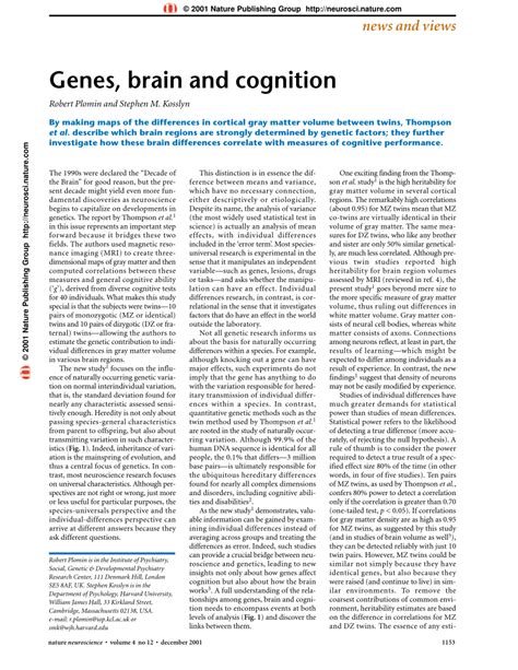 Pdf Genes Brain And Cognition