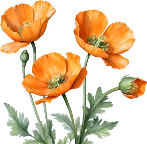 Ai Generiert Walisisch Mohn Blumen Aquarell Gem Lde Von Walisisch Mohn