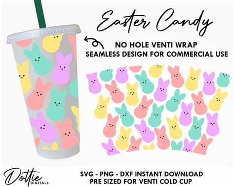 Easter Candy Bunnies No Hole Cold Cup Svg Png Dxf Spring Bunny Rabbit Candies Cutting File 24oz