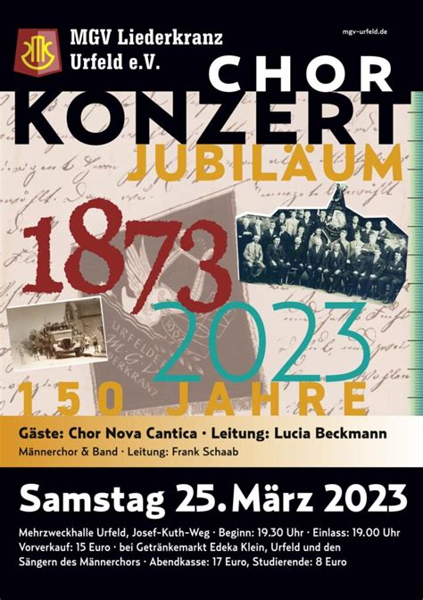 Countdown Jubiläumskonzert MGV Liederkranz Urfeld e V