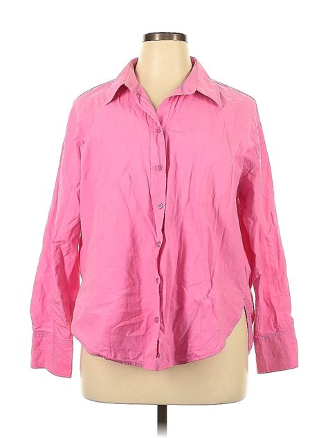 Zara 100 Baumwolle Pink Long Sleeve Button Down Shirt Size Xl 51