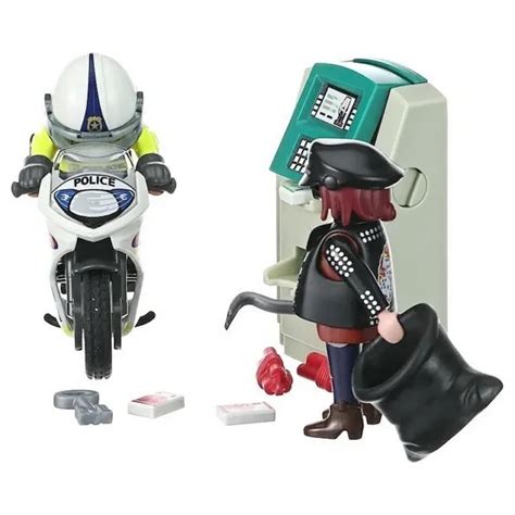 Playmobil Boite Neuve City Life Policier Moto Et Voleur Distributeur