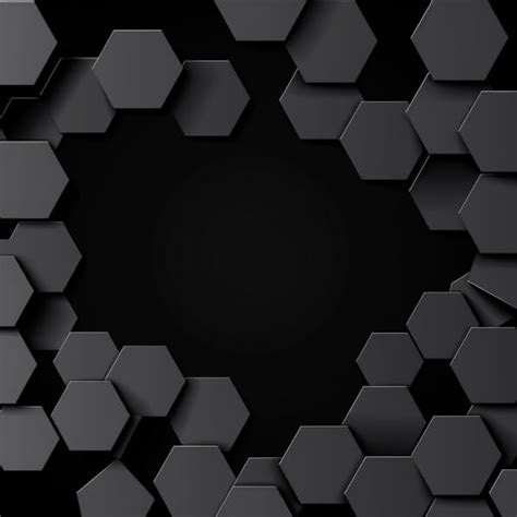 Descarga Patrón de Formas Hexagonales Abstractas en Fondo Negro