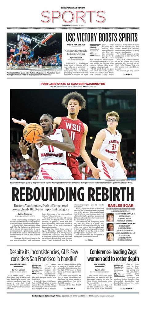 Sports Front Page For Jan 5 2023 The Spokesman Review