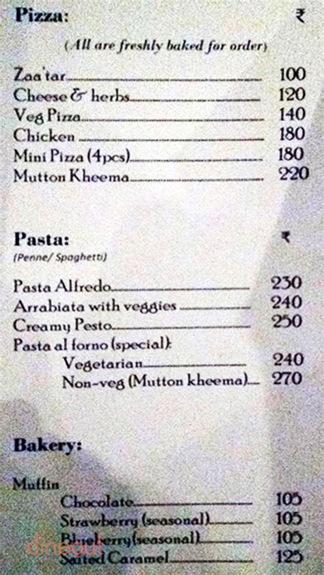 Menu Of Bottega Cafe Film Nagar Hyderabad Dineout Discovery