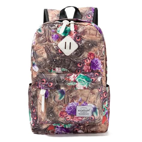 Miyahouse Vintage Graphic Printed School Backpack Lady Canvas Design