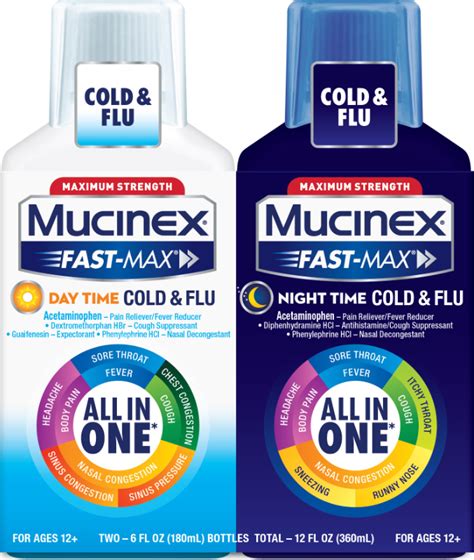 Mucinex Fast Max Adult Liquid Day Night Cold Flu Liquid Night