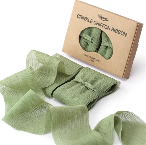 Amazon Keypan Sage Green Chiffon Crinkle Ribbon 3 Inch Handmade