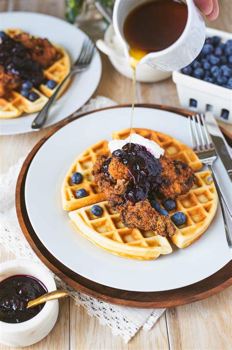 Syrup Sensations Chicken And Buttermilk Waffles With Blueberry Compote