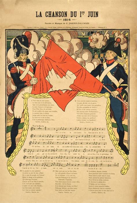 Affiche ancienne La chanson du 1er juin Genève Galerie 1 2 3