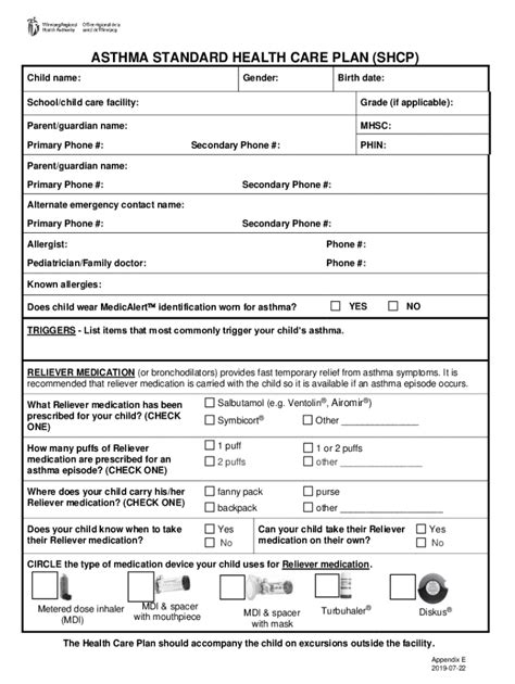 Fillable Online Asthma Forms And Letter Fax Email Print Pdffiller