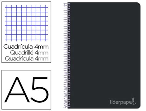 Cuaderno Espiral Liderpapel Cuarto Witty Tapa Dura 80h 75gr Cuadro 4mm