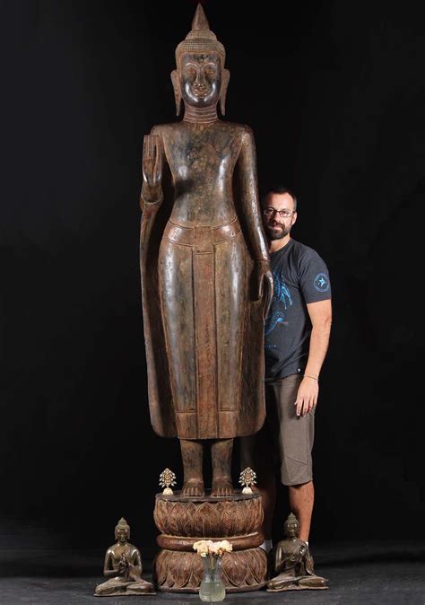 Teak Wood Standing Abhaya Buddha Statue 108" (#84w10): Hindu Gods ...