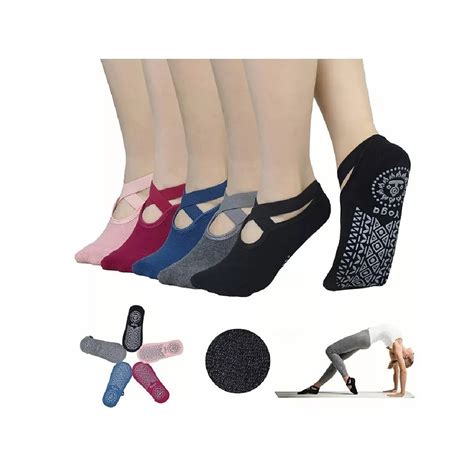 Calcetines De Yoga Danza Pilates Pares Rosa Nude Negro Gris Obscuro