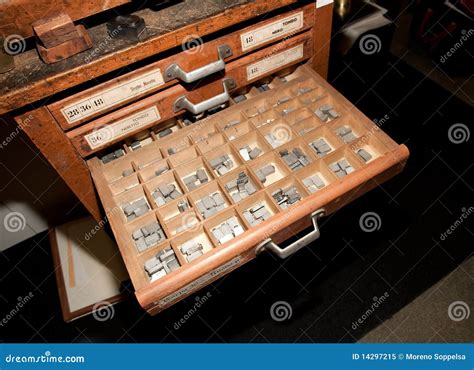 Old lead type stock image. Image of design, font, drawer - 14297215