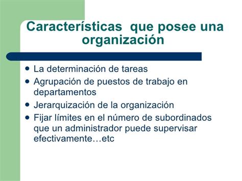 Organización Caracteristicas Y Teorias