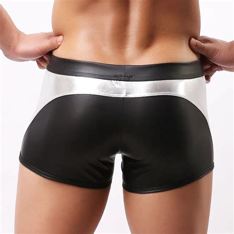 New Homme Boxers Panties Men Underwear Underpants Faux Leather Boxer