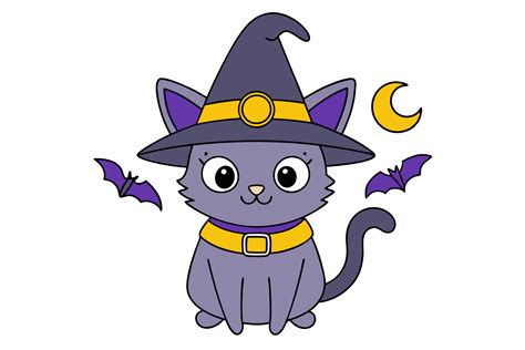 Adorable Halloween Cat With Bat Illustration 48383441 Vector Art At