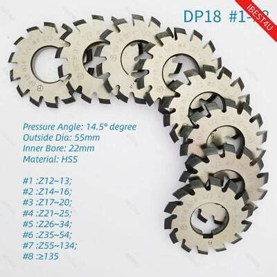 Pcs Set Involute Gear Cutters Pa Hss Dp Dp Dp Dp Dp