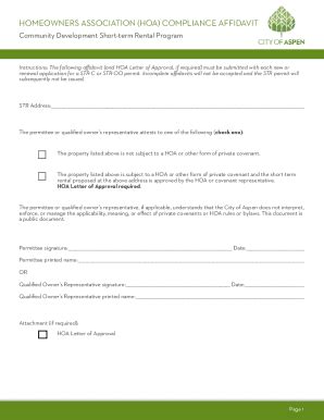 Fillable Online HOMEOWNERS ASSOCIATION HOA COMPLIANCE AFFIDAVIT Fax