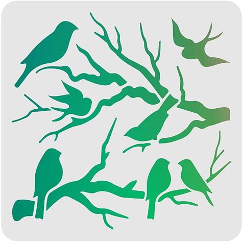 FINGERINSPIRE Bird Tree Branches Stencils Wall Decoration Template 11