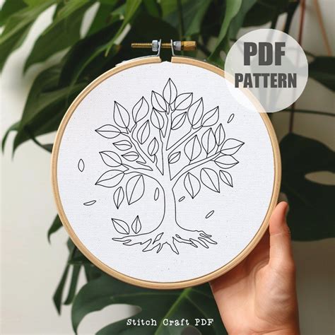 Autumn Tree Hand Embroidery Embroidery Pattern Tree Pattern Digital