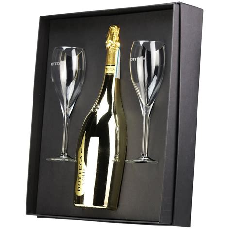 Bottega Gold Prosecco Black T Set With 2 Glasses 75cl Bottled And Boxed