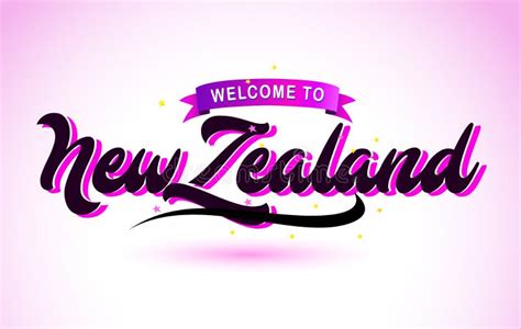 NewZealand Welcome To Creative Text Handwritten Font With Purple Pink