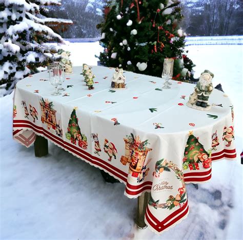 Christmas Dinner Tablecloth Merry Christmas Tablecloth Reindeer