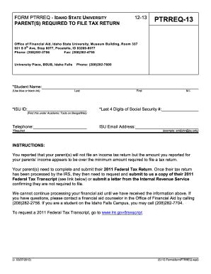 Fillable Online Isu FORM PTRREQ IDAHO STATE UNIVERSITY Fax Email