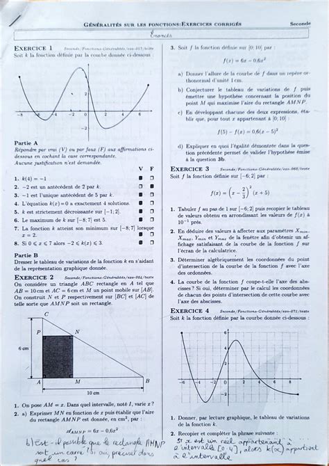 SOLUTION Math Exercices Corrig S Sur Les Fonctions 2nd Studypool