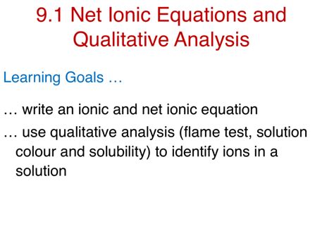 Net Ionic Equations And Qualitative Analysis