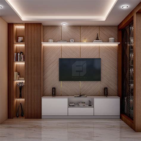 brown wooden modular tv wall unit  residential  rs sq ft