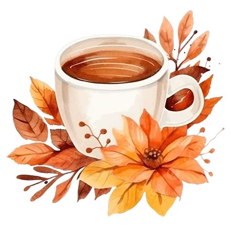 Taza De Otoño Acuarela Con Café PNG dibujos Caliente Café Americano