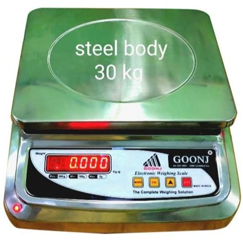 Table Top Goonj Stainless Steel Counter Weighing Scale Capacity 30 Kg