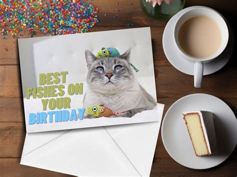 Printable Birthday Card Best Fishes On Your Birthday Funny Cat Card