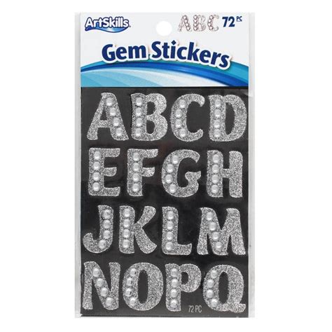 ArtSkills 1 25 In Silver Glitter And Gem Alphabet Letter Stickers For