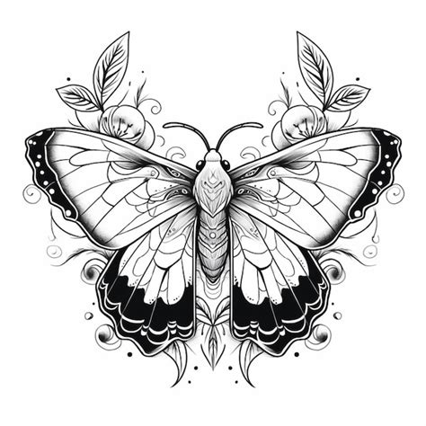 Premium AI Image | a black and white butterfly tattoo design with ...