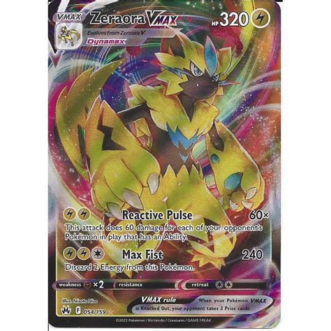 Pokemon Trading Card Game 054 159 Zeraora VMAX Rare Ultra Card