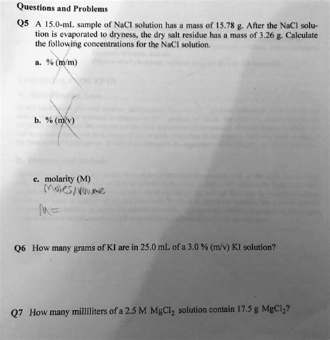 Solved Questions And Problems Q A Ml Sample Of Naci Solution Has