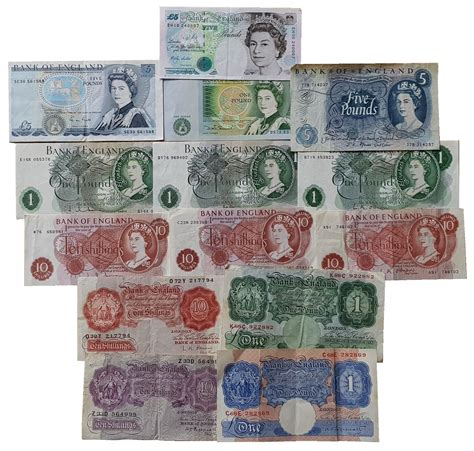 Old British Bank Notes 10 Shillings One Pound £1 Five Pounds £5 Choose