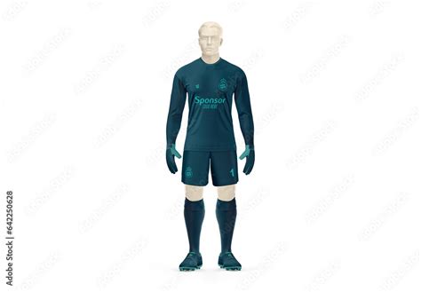 Men S Full Soccer Goalkeeper Mockup Front Crew Neck Stock Template