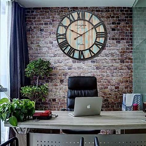 Westzytturm Large Wooden Clock Rustic Vintage 3D Roman Numeral