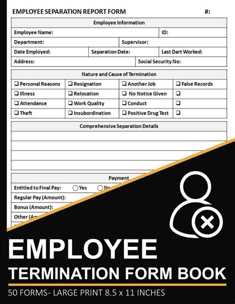 Employee Termination Form Book Employee Separation Report Sheets 50