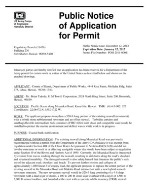 Fillable Online Public Notice Of Application For Permit Honolulu