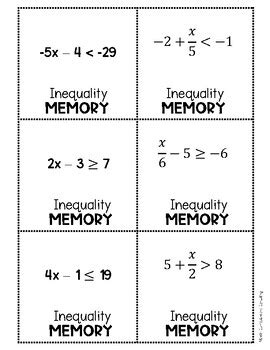 Solving One Variable Inequalities Memory Teks A Math Station Tpt